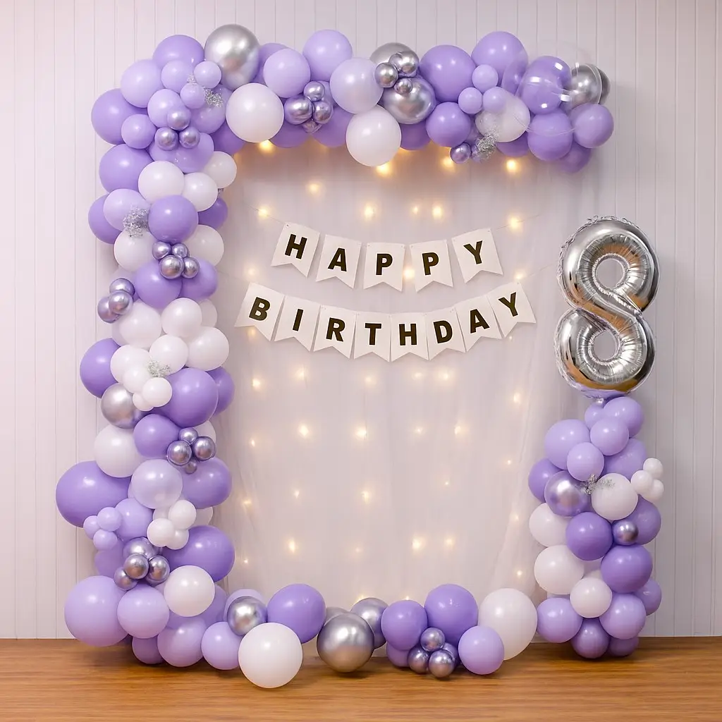 Balloon Decoration at Home with Pastel Balloons and Happy Birthday Banner