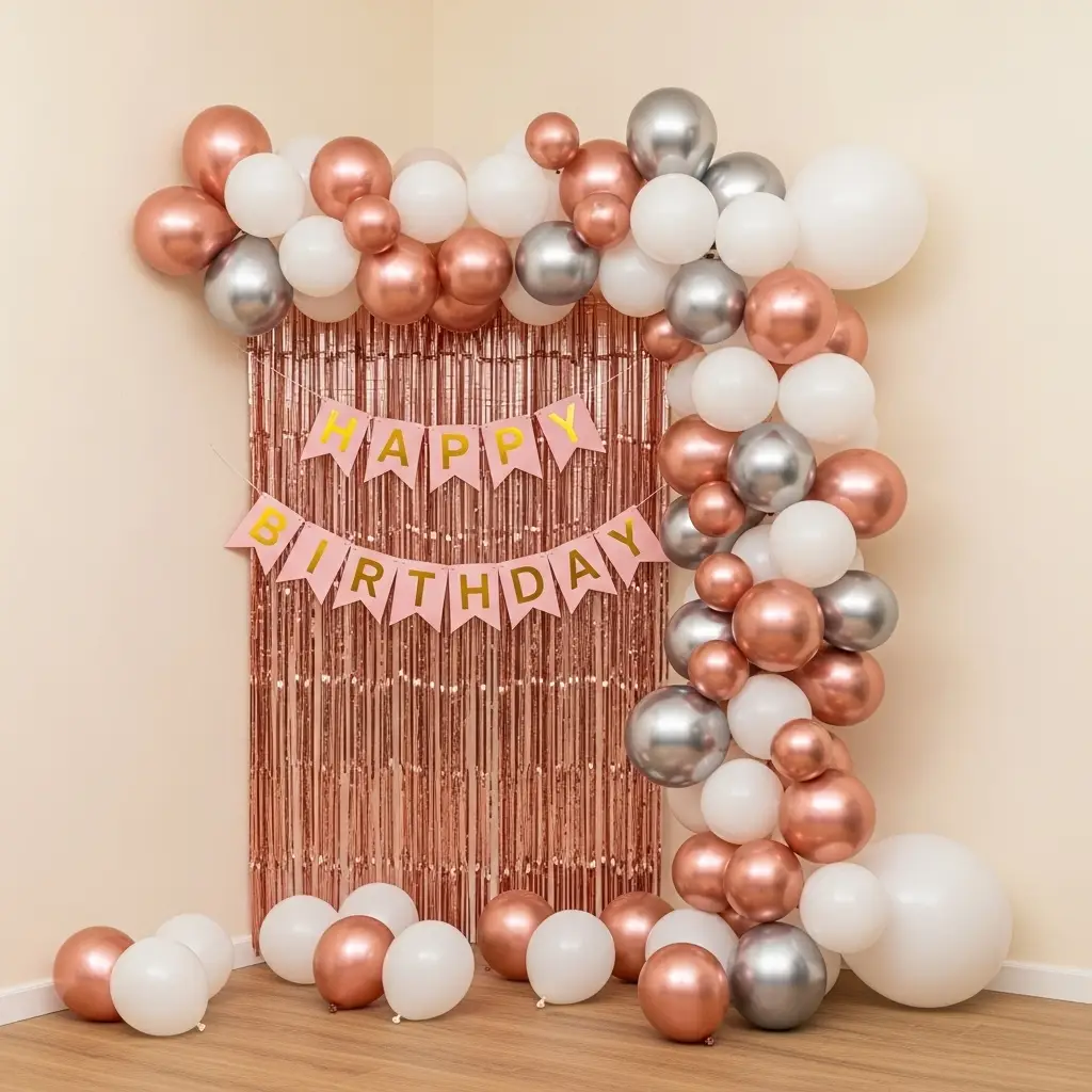 Rose Gold Theme Birthday Decoration for Adults