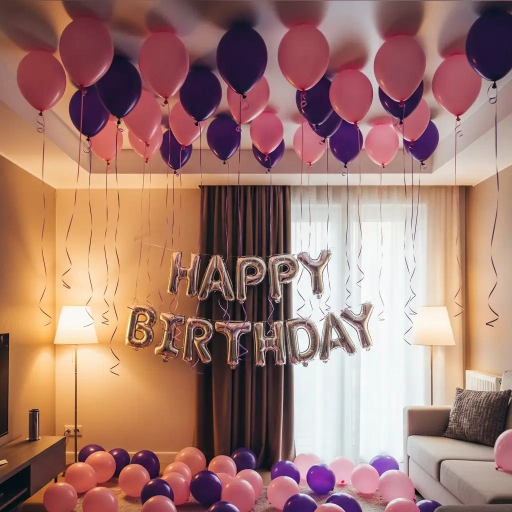 Simple Balloon Decoration at Living Room