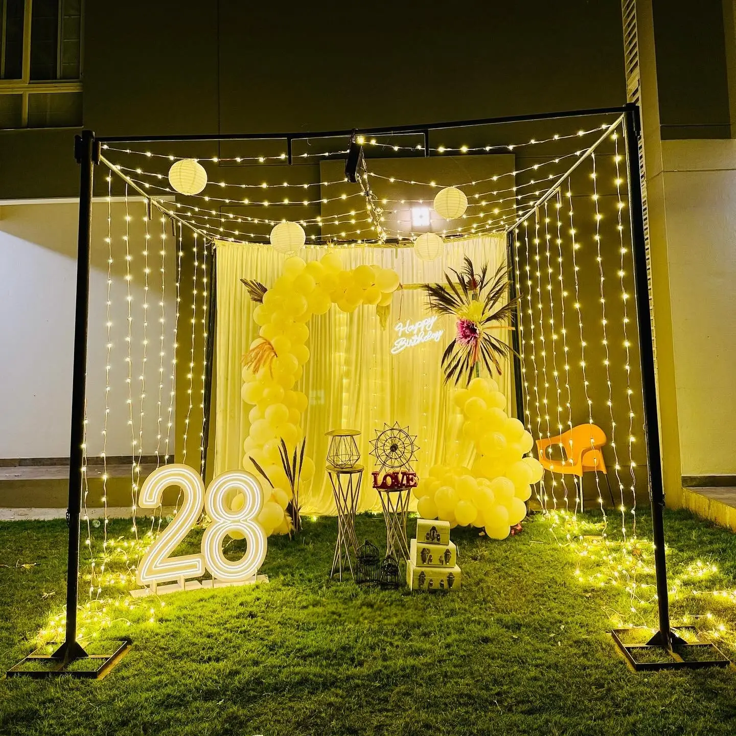 Sky Glow Romantic Terrace Setup