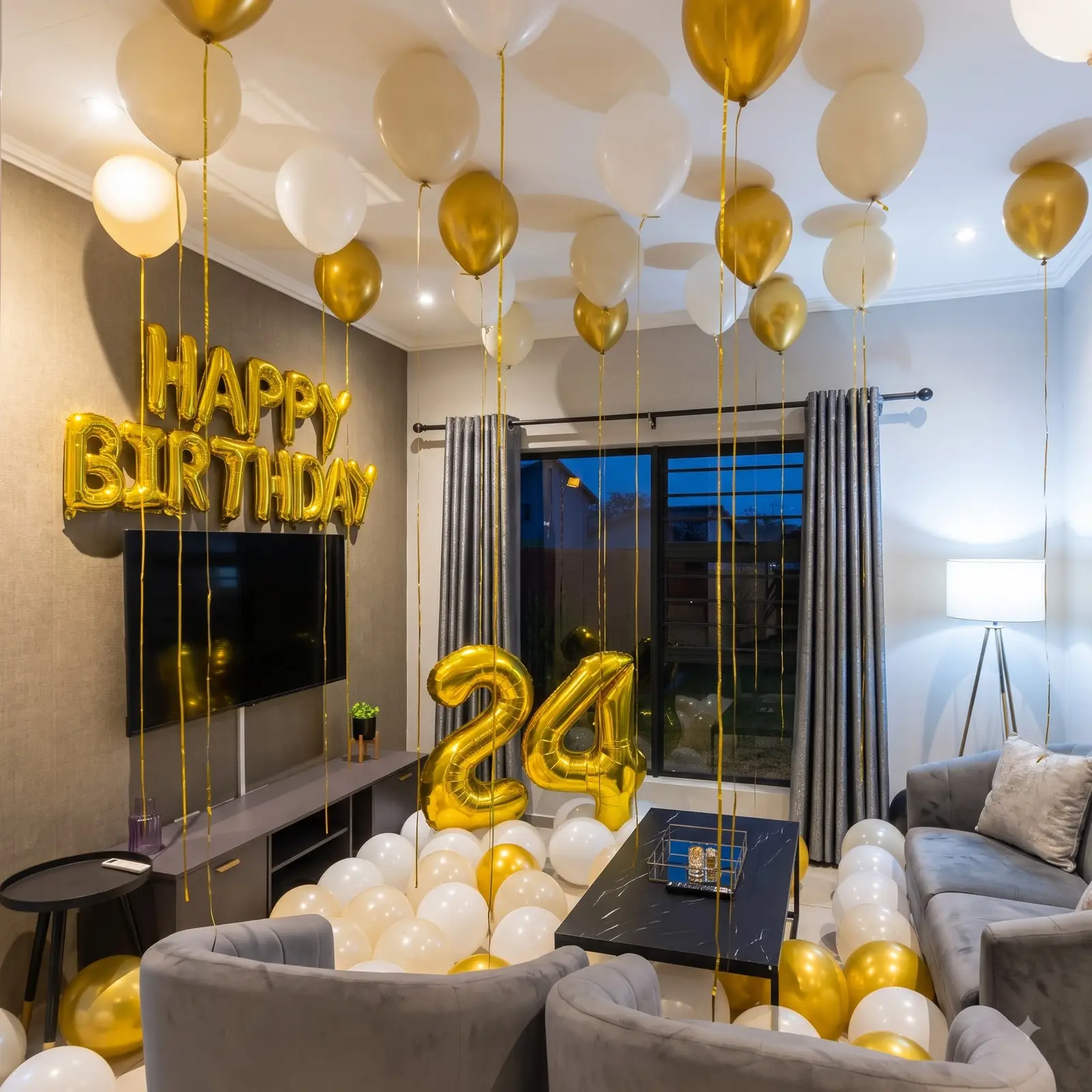 24th Birthday Room Decoration with Balloons — photo 2