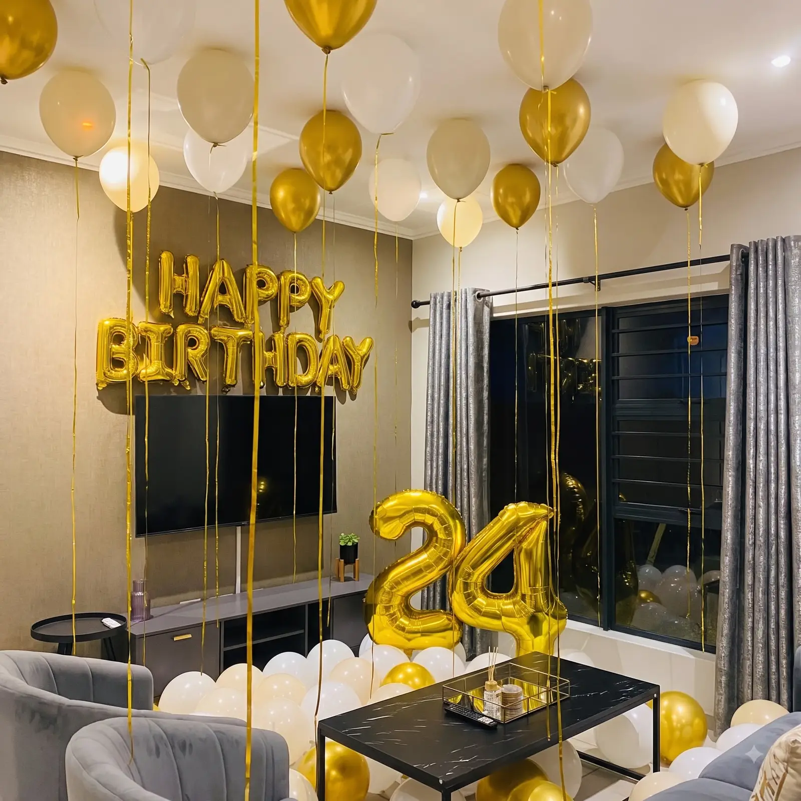 24th Birthday Room Decoration with Balloons — photo 3