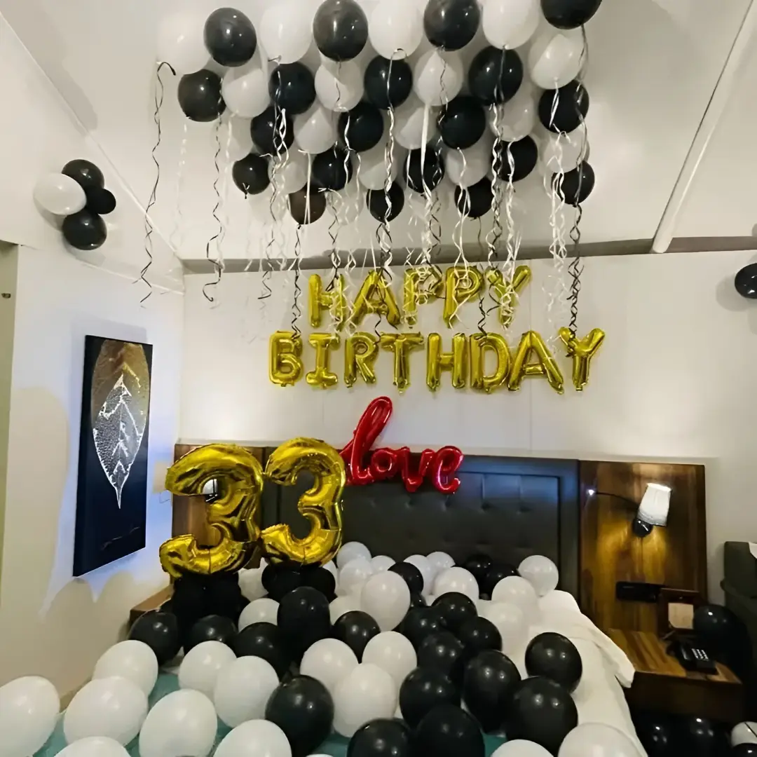 Black and White Room Decoration — Birthday Decoration in Kolkata in Kolkata