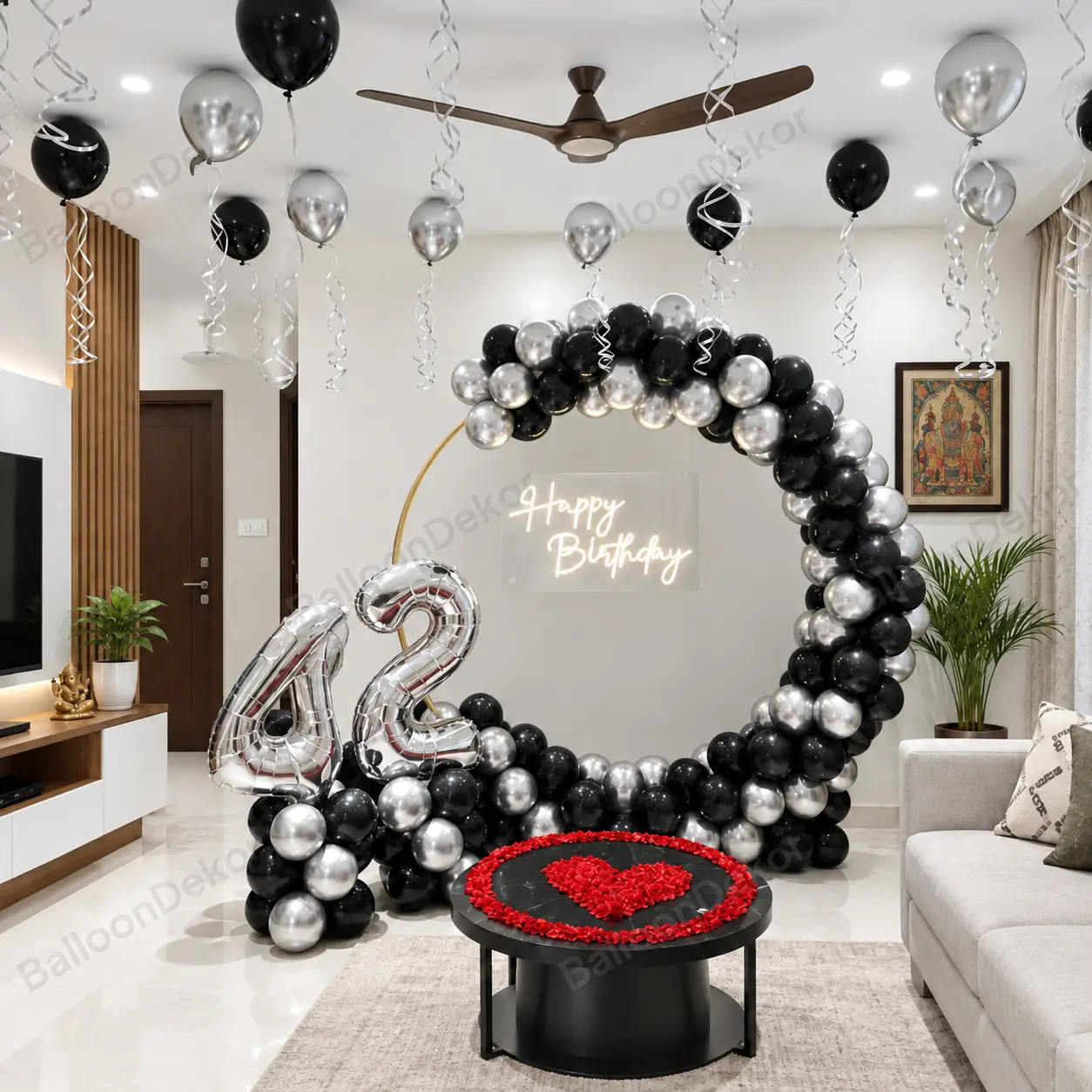 Black Silver Ring Decor — Birthday Decorations in Bhubaneswar in Bhubaneswar