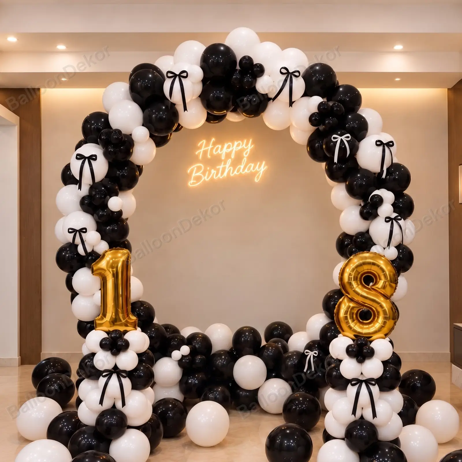 Black & White Bow Theme birthday Ring Decor — thumbnail 2