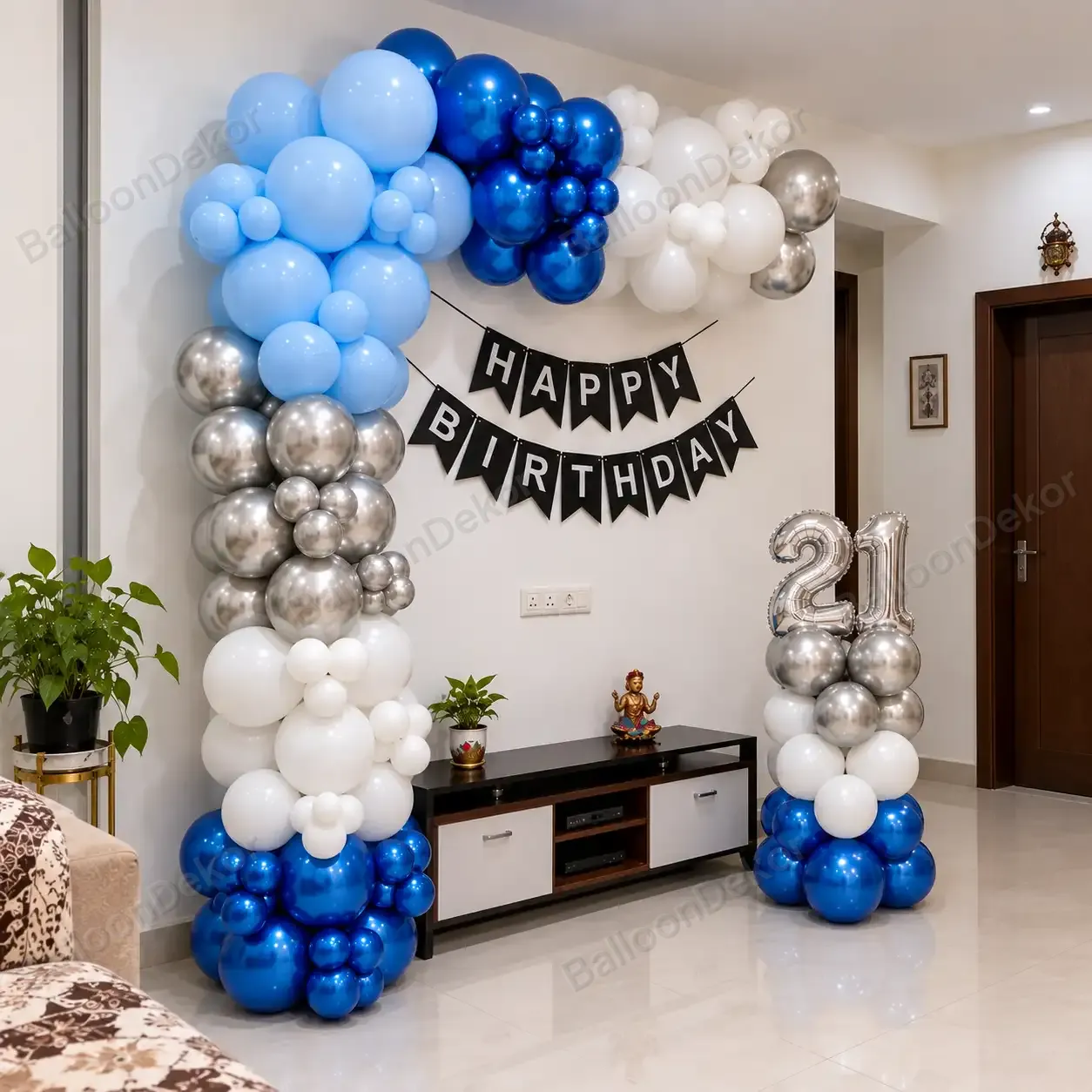 Blue Silver Balloon Arch Decoration — thumbnail 2