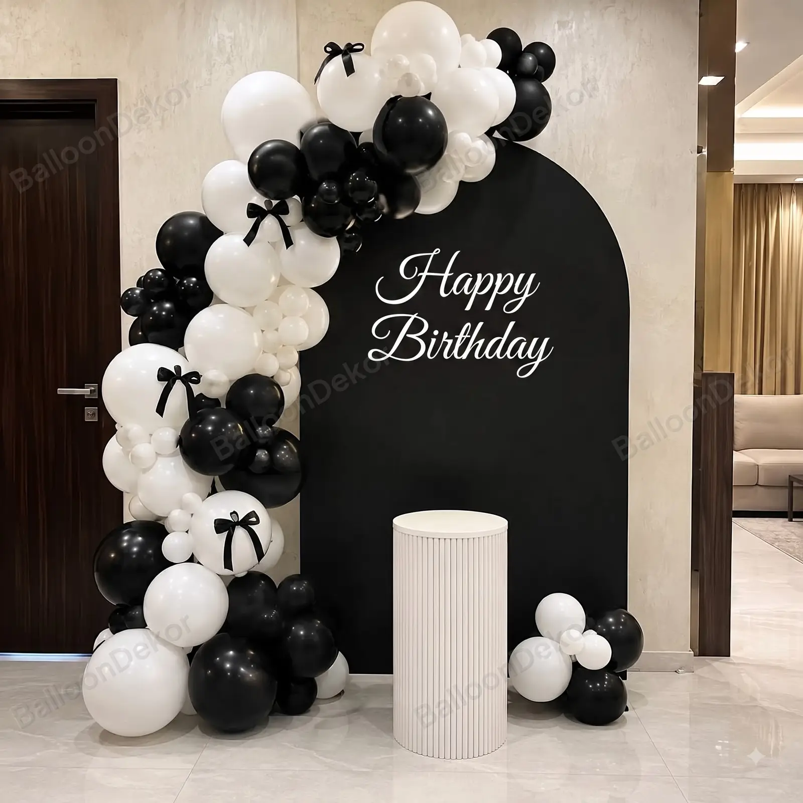 Bow & Balloon Birthday Backdrop — Birthday Balloon Decoration in Kolkata
