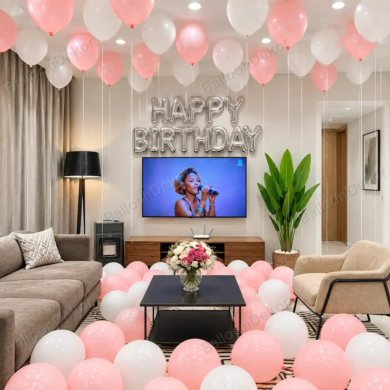 Elegant Birthday Room Balloon Decoration
