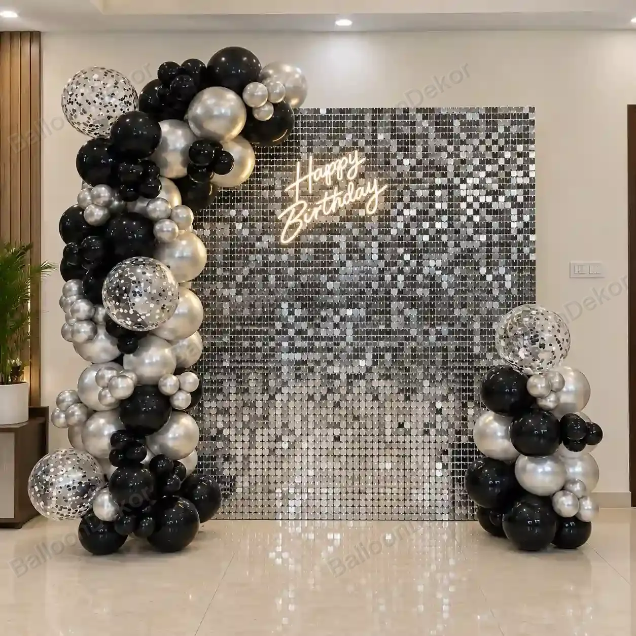 Elegant Happy Birthday Balloon Decoration