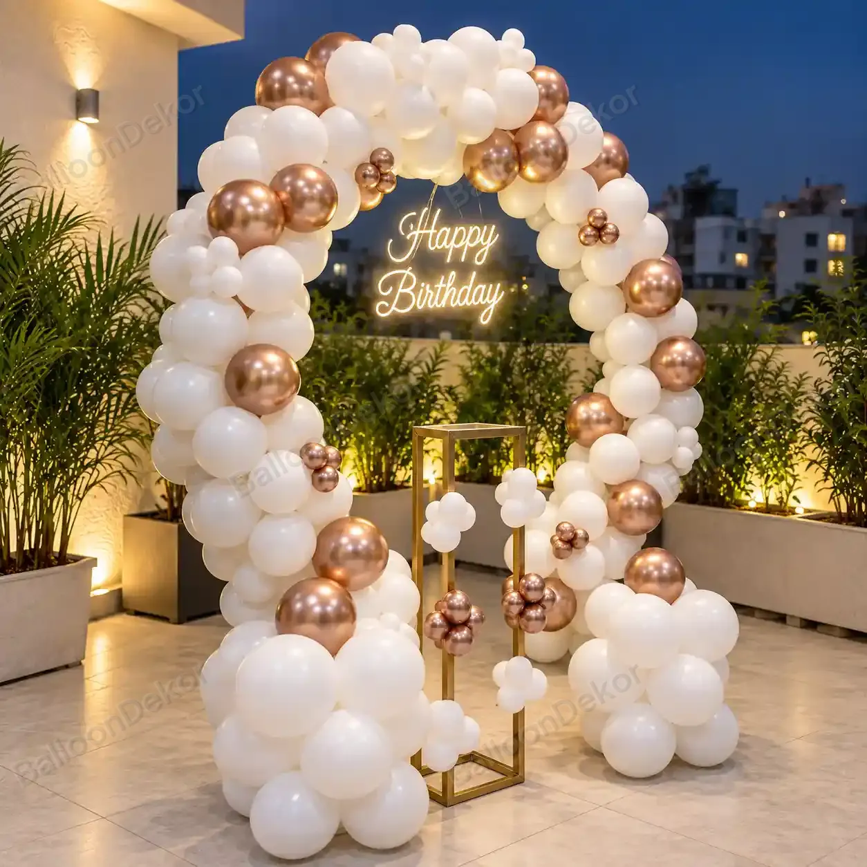 Elegant Terrace Birthday Balloon Decoration — photo 2