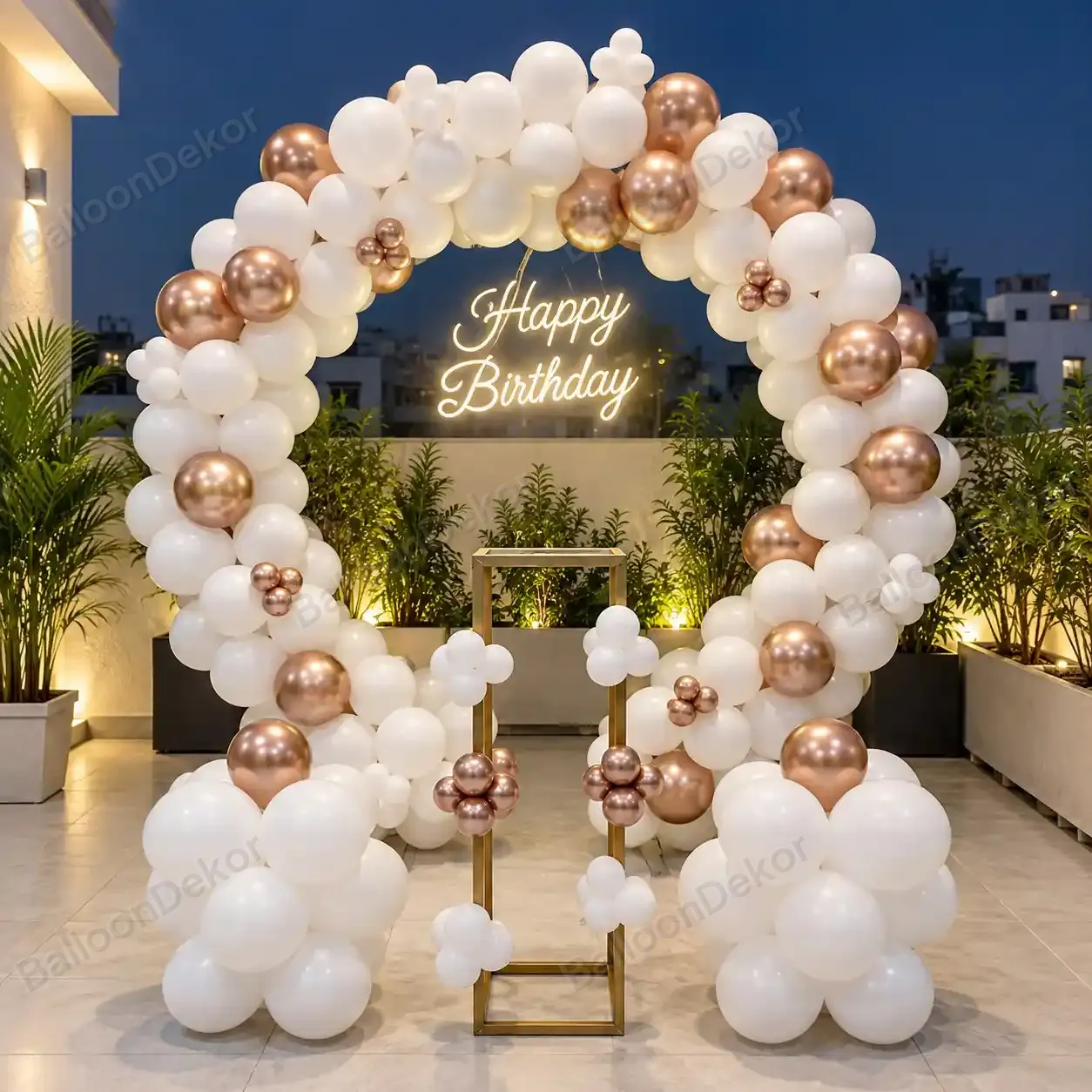 Elegant Terrace Birthday Balloon Decoration
