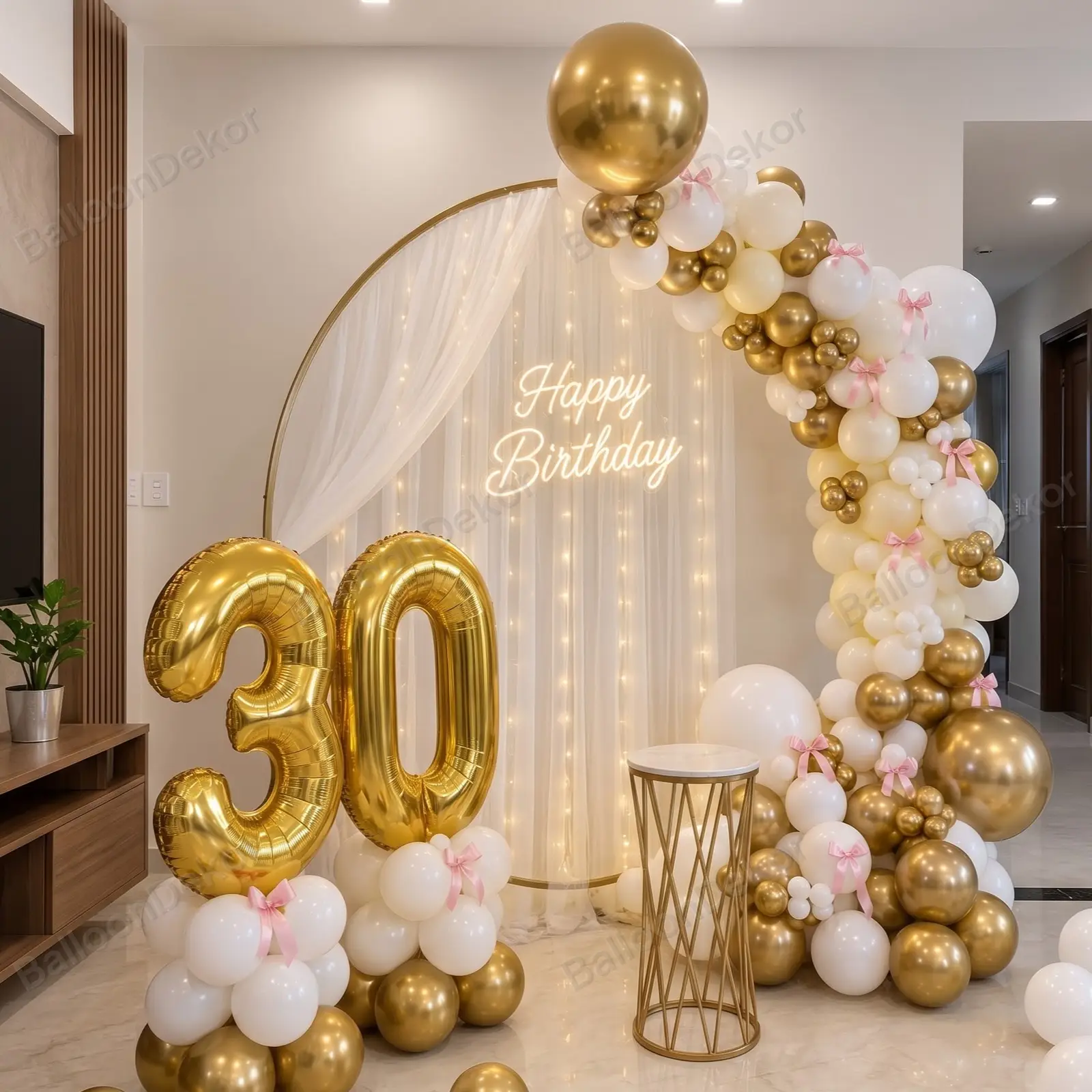 Elegant White and Gold 30th Birthday Setup — thumbnail 2