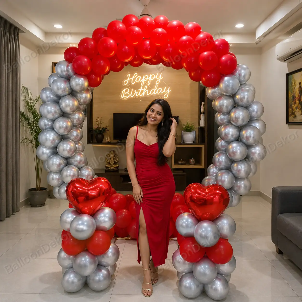 Glamorous Red & Silver Birthday Celebration Decor