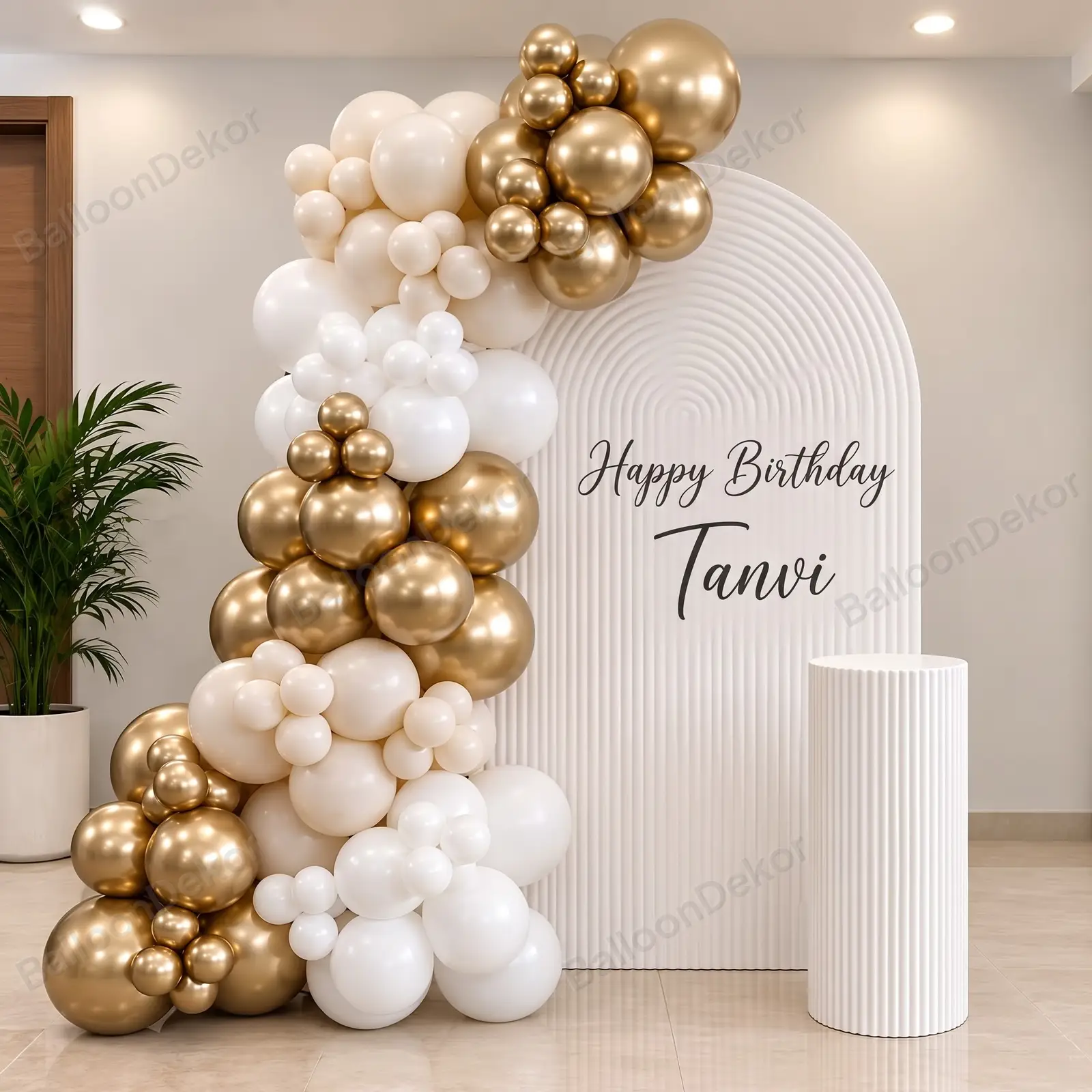 Gold Balloon Arch Birthday Decor