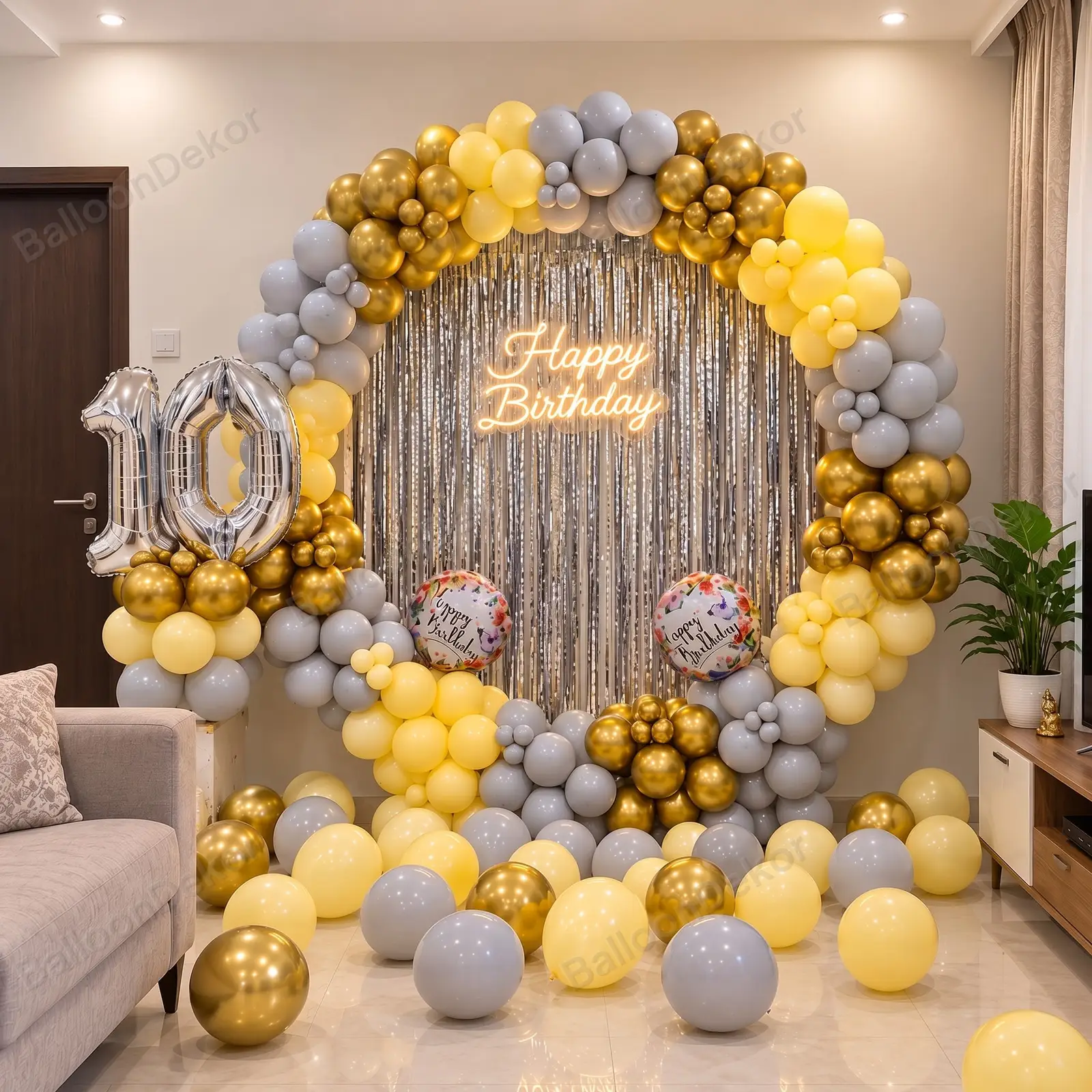 Golden 10th Birthday Ring Decor