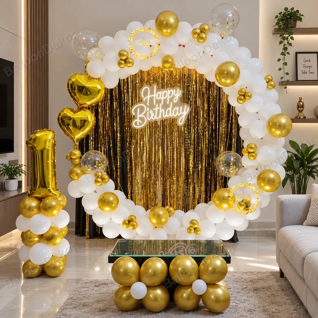 Golden Birthday Balloon Decor