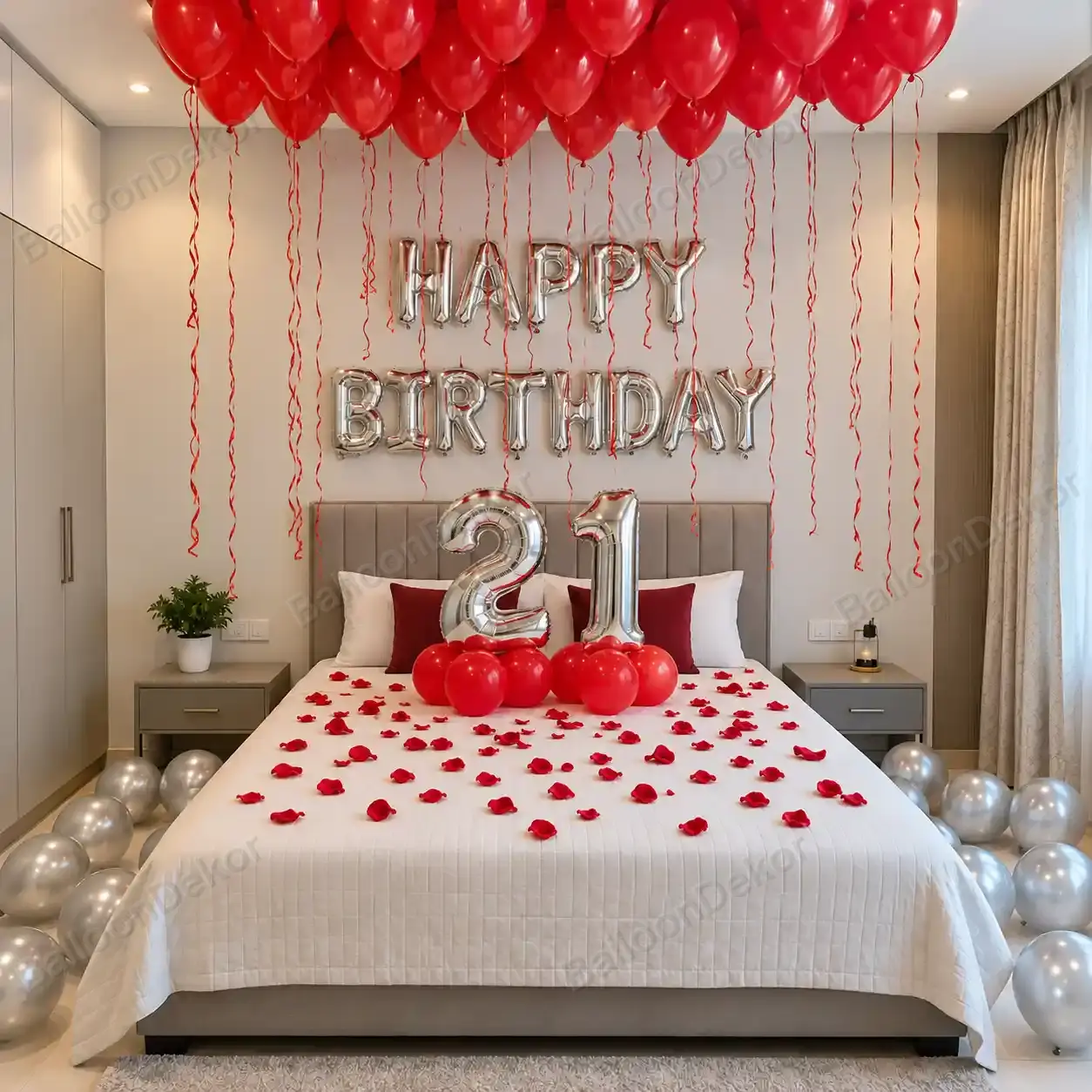 Happy 21st Birthday Bedroom Surprise Decor — Birthday Decoration in Delhi in Delhi