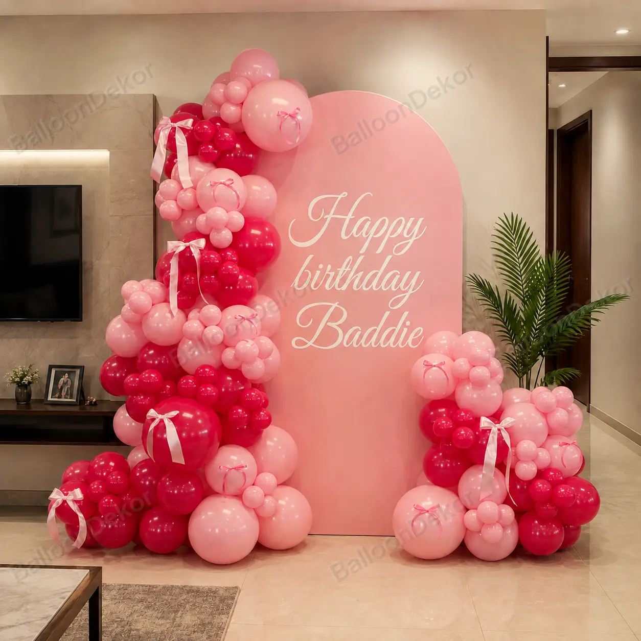 Happy Birthday Baddie Balloon Backdrop