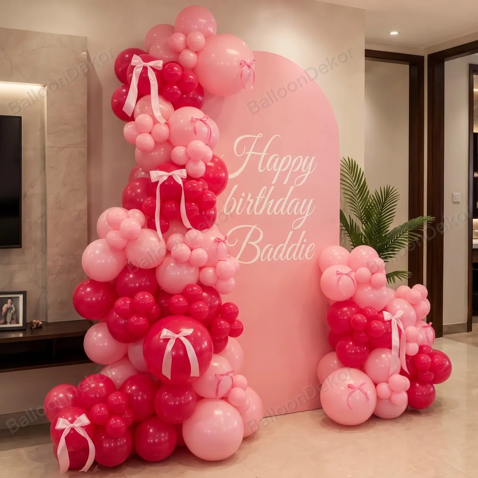 Happy Birthday Baddie Balloon Backdrop — photo 2