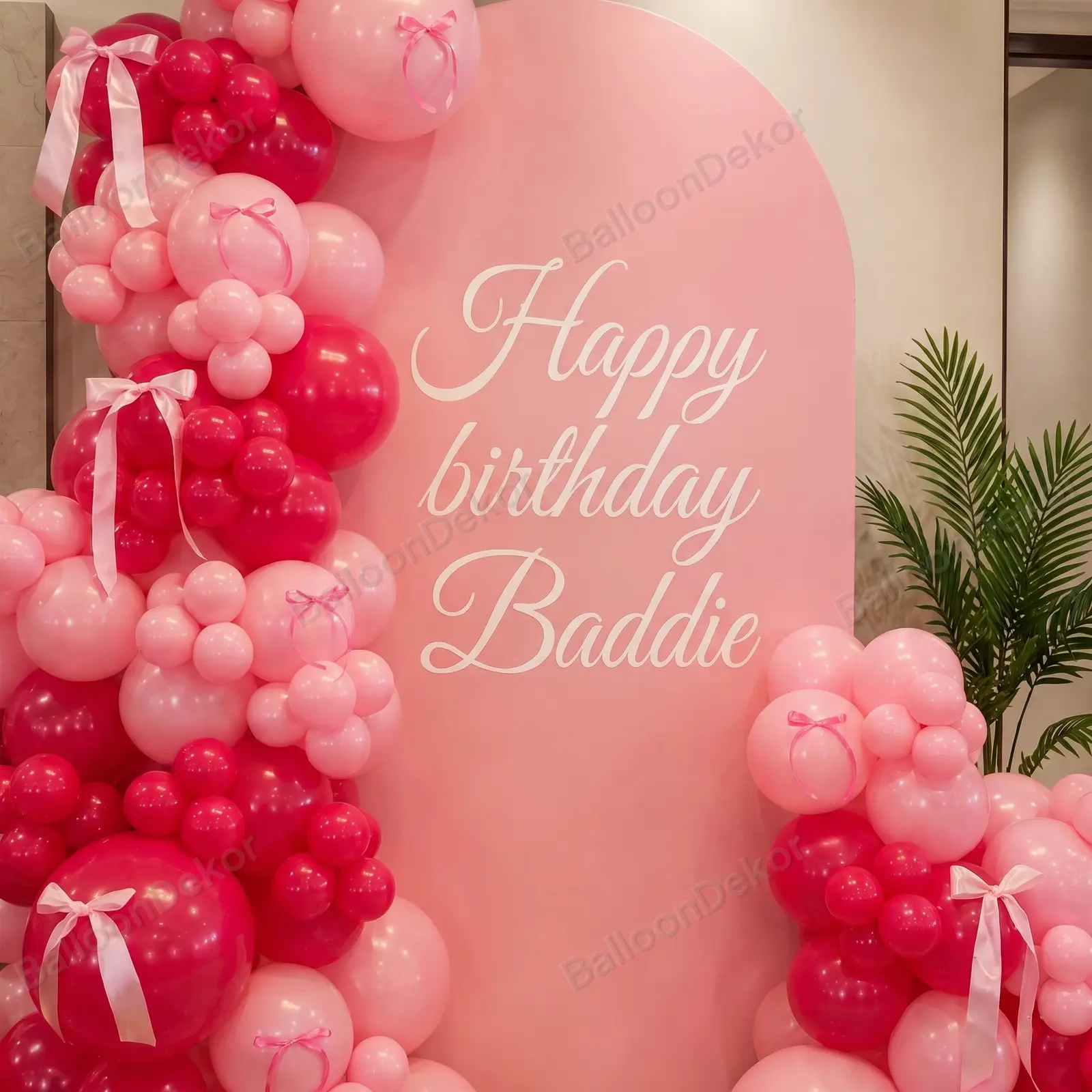 Happy Birthday Baddie Balloon Backdrop — photo 3