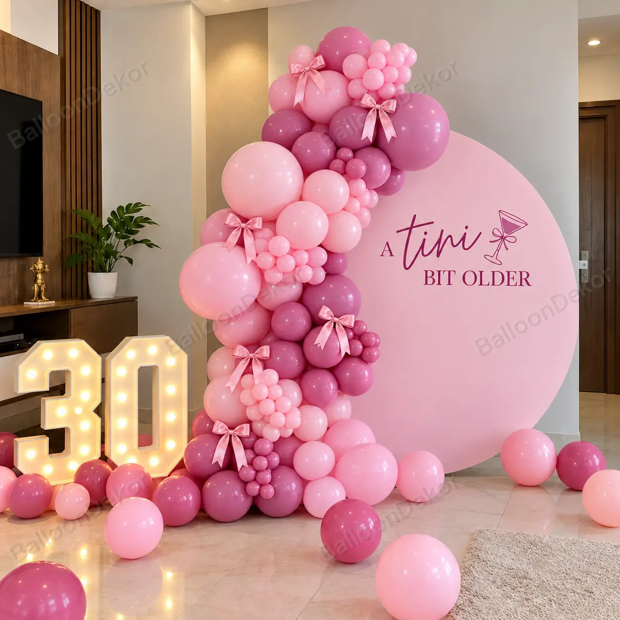 Pink 30th Birthday Ring Decoration — Balloon Decoration at Home by Expert Decorators