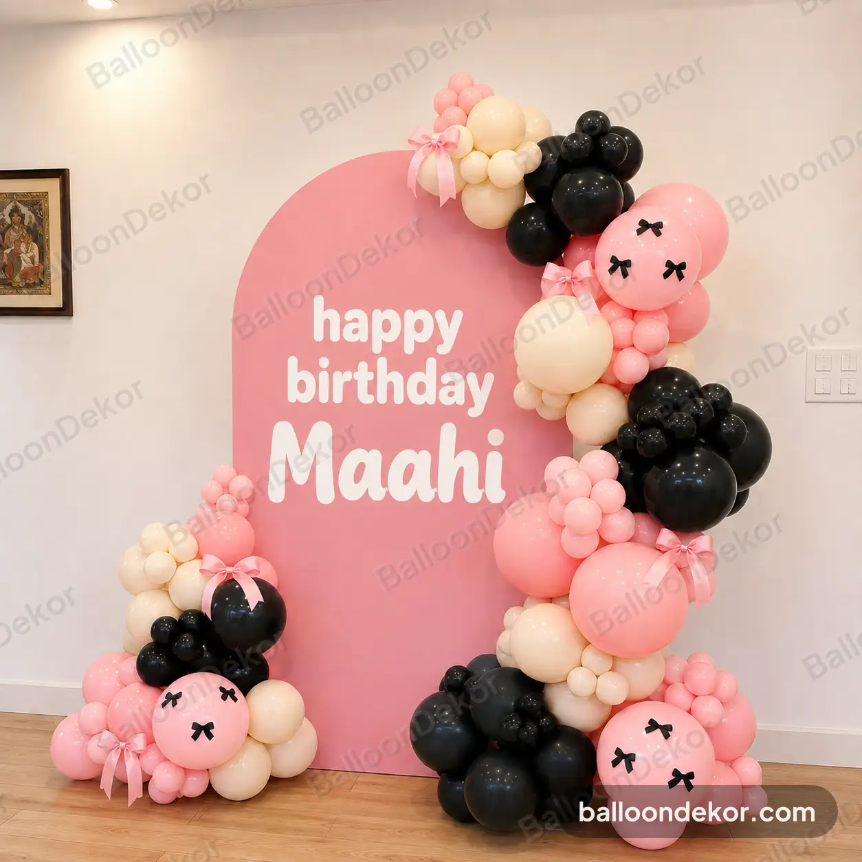 Pink Bow Birthday Balloon decor in Mumbai — Balloon Decoration in Mumbai in Mumbai