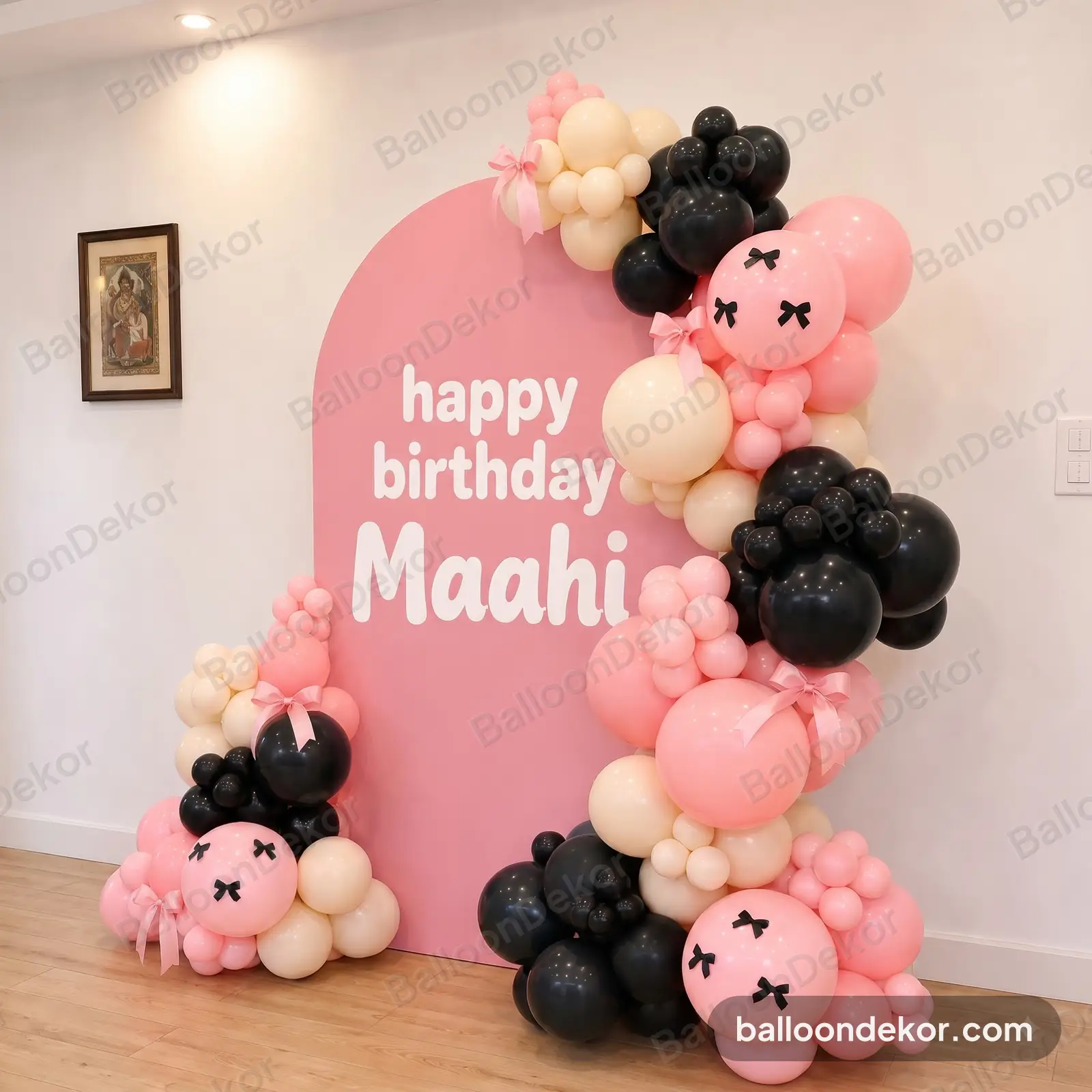 Pink Bow Birthday Balloon decor in Mumbai — thumbnail 2