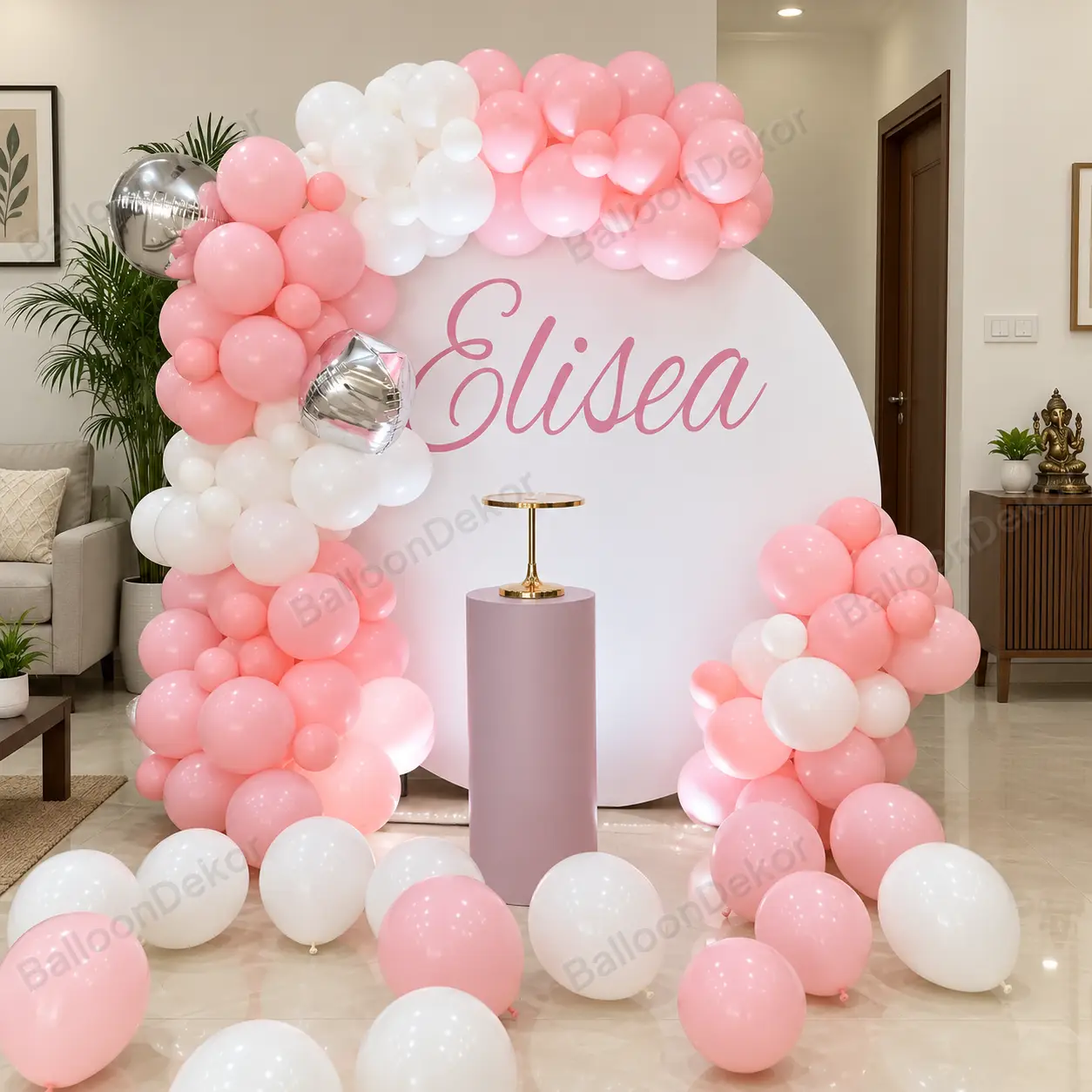 Pink Pastel Backdrop — Baby Ceremony Decoration