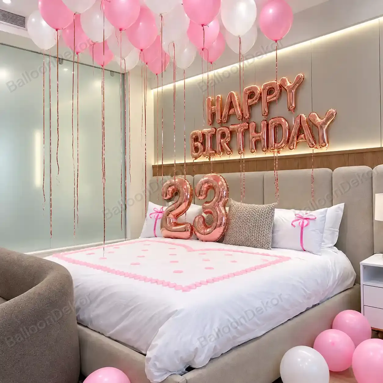Romantic Birthday Room Party Setup — photo 2