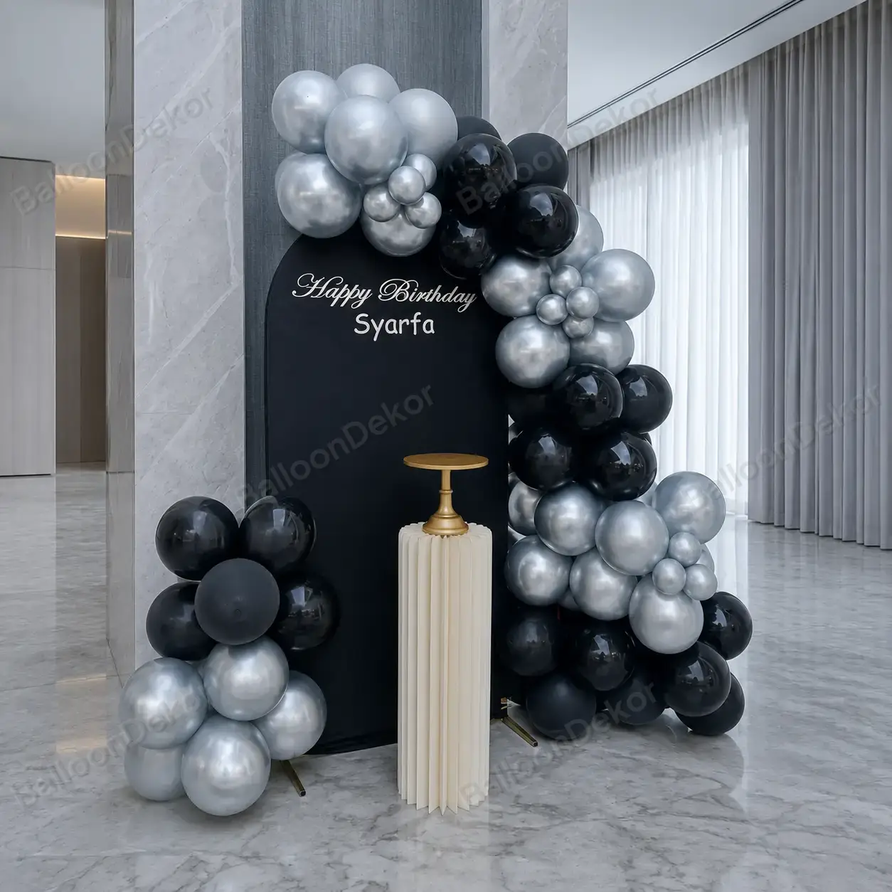 Silver Black Elegance Adult Birthday Decoration — photo 2