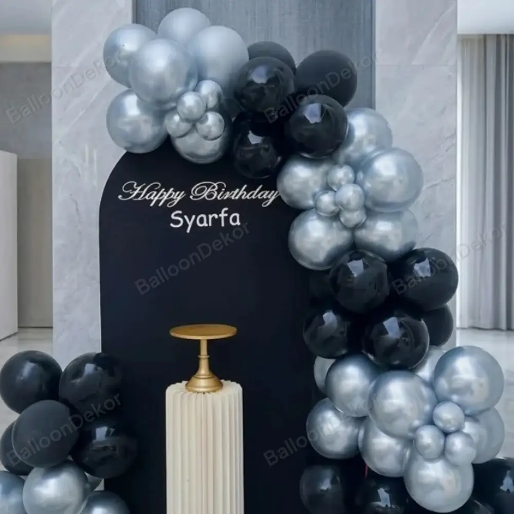 Silver Black Elegance Adult Birthday Decoration — photo 3