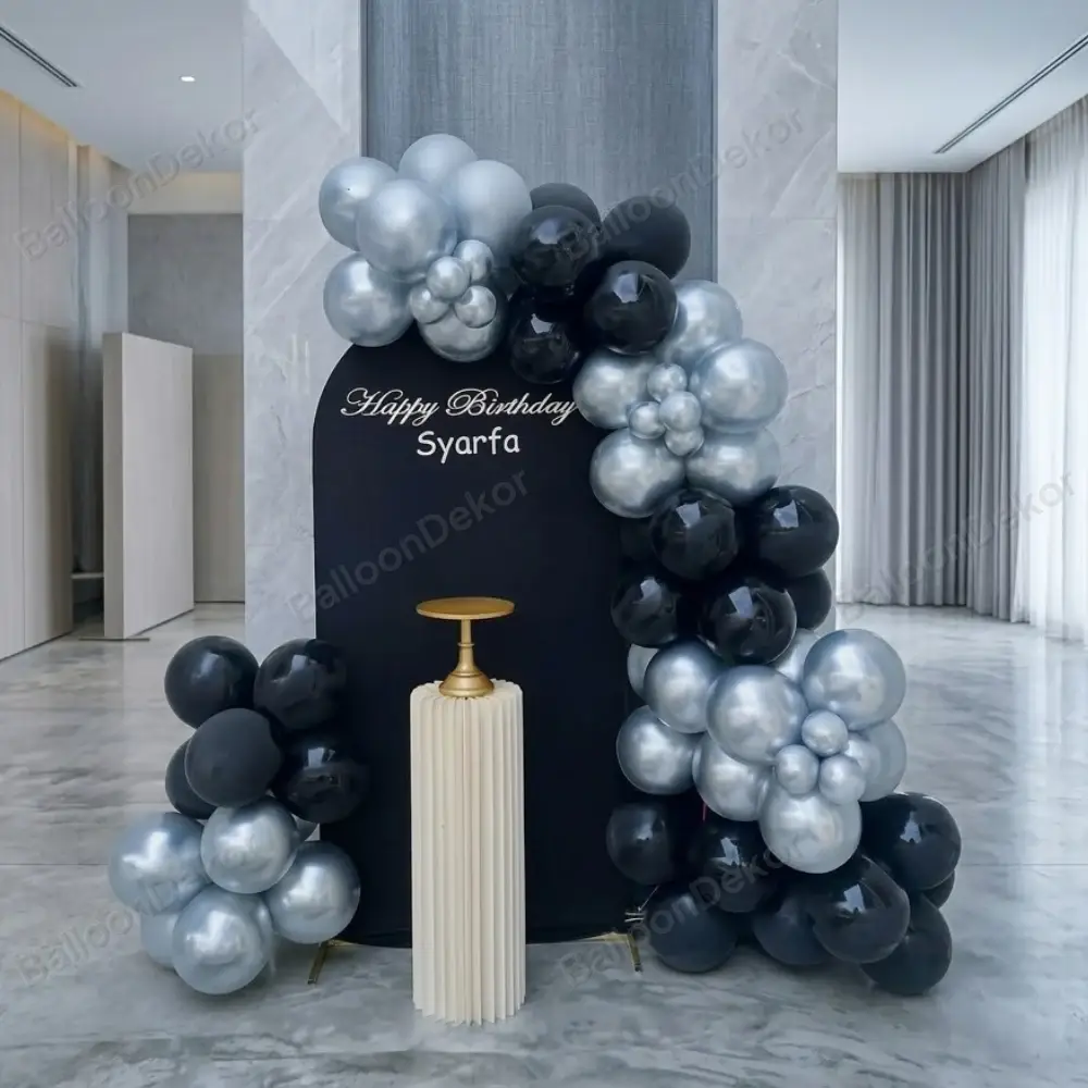 Silver Black Elegance Adult Birthday Decoration