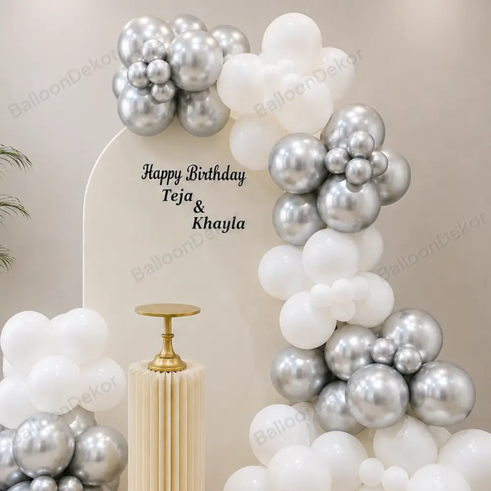 Silver White Elegance Adult Birthday Decoration — photo 3