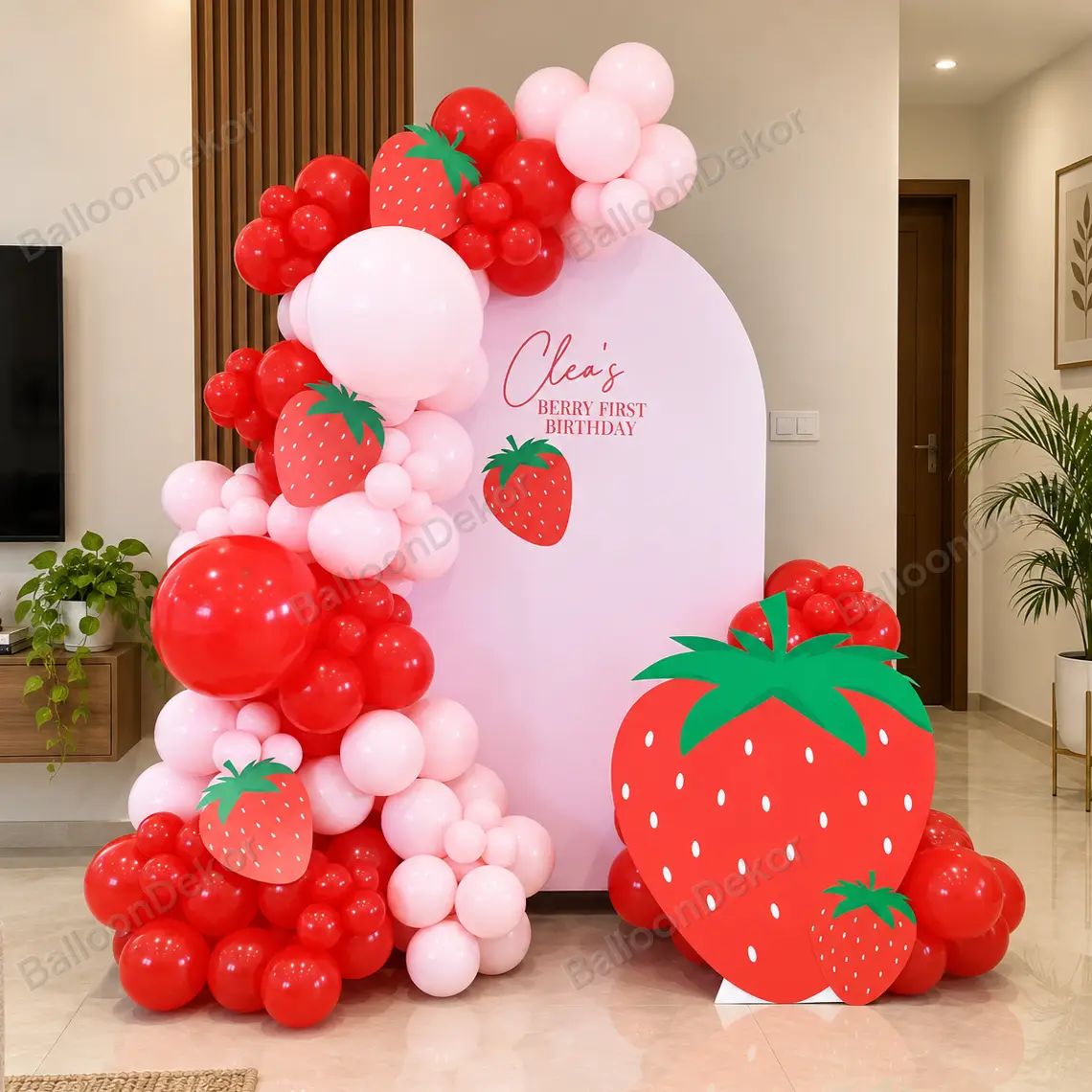 Strawberry Theme Birthday Decoration — Birthday Decoration in Hyderabad in Hyderabad