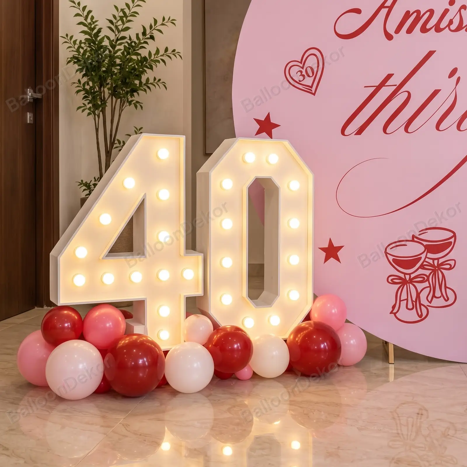 Stylish 40th Birthday Balloon Decor — thumbnail 3