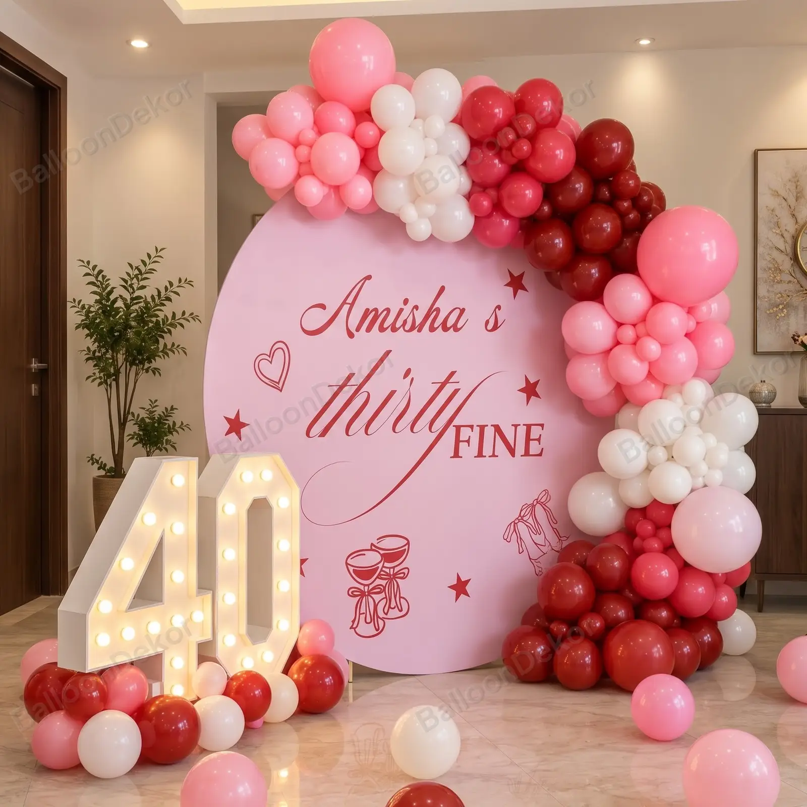 Stylish 40th Birthday Balloon Decor — thumbnail 2