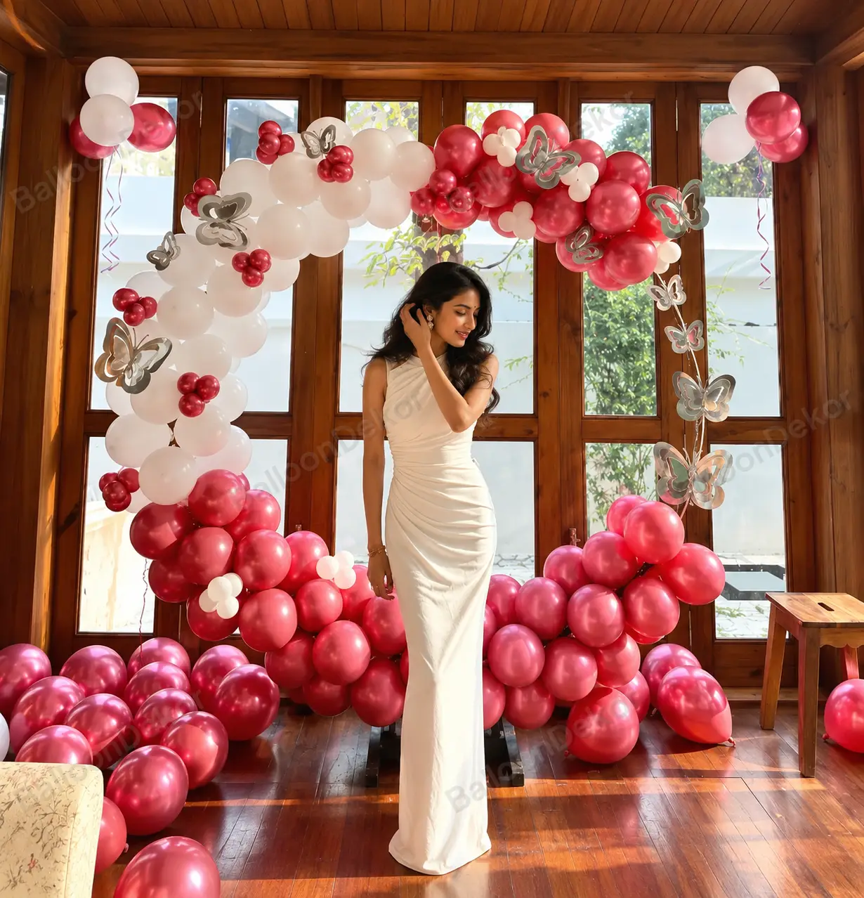 Trendy Rose Gold Birthday Decor — Birthday Balloon Decoration in Noida
