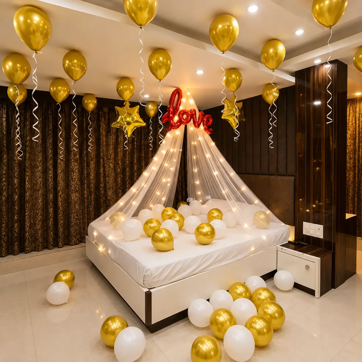 Bed Canopy Room Setup — Anniversary Decoration Services Across India