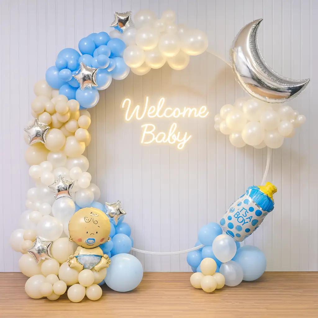 Cute Balloon Decoration for Baby Welcome at Home