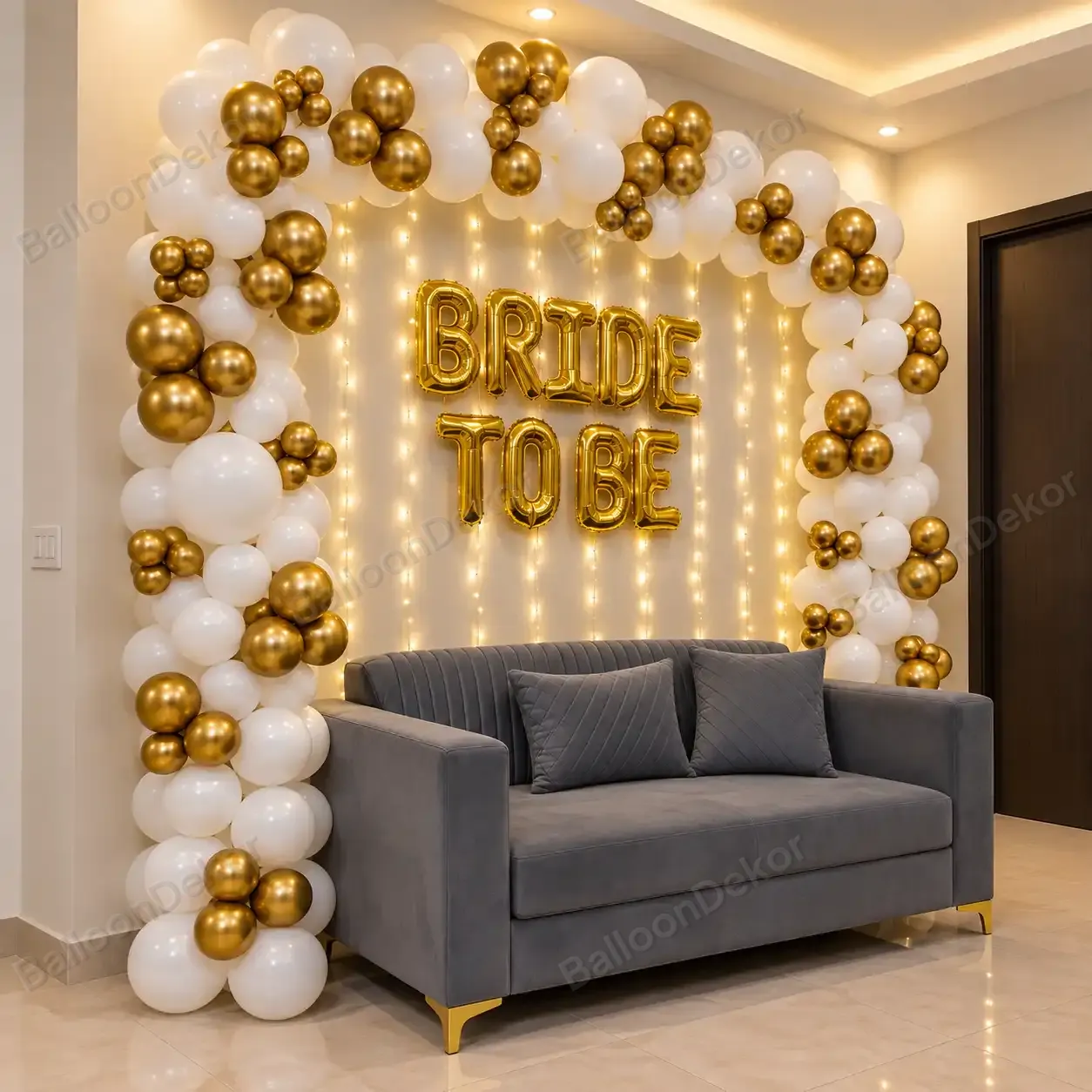 Bride-to-Be Gold Balloon Setup — thumbnail 2