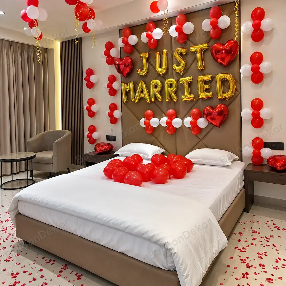 Balloon Decoration for First Night — First Wedding Night Decoration in Kolkata in Kolkata