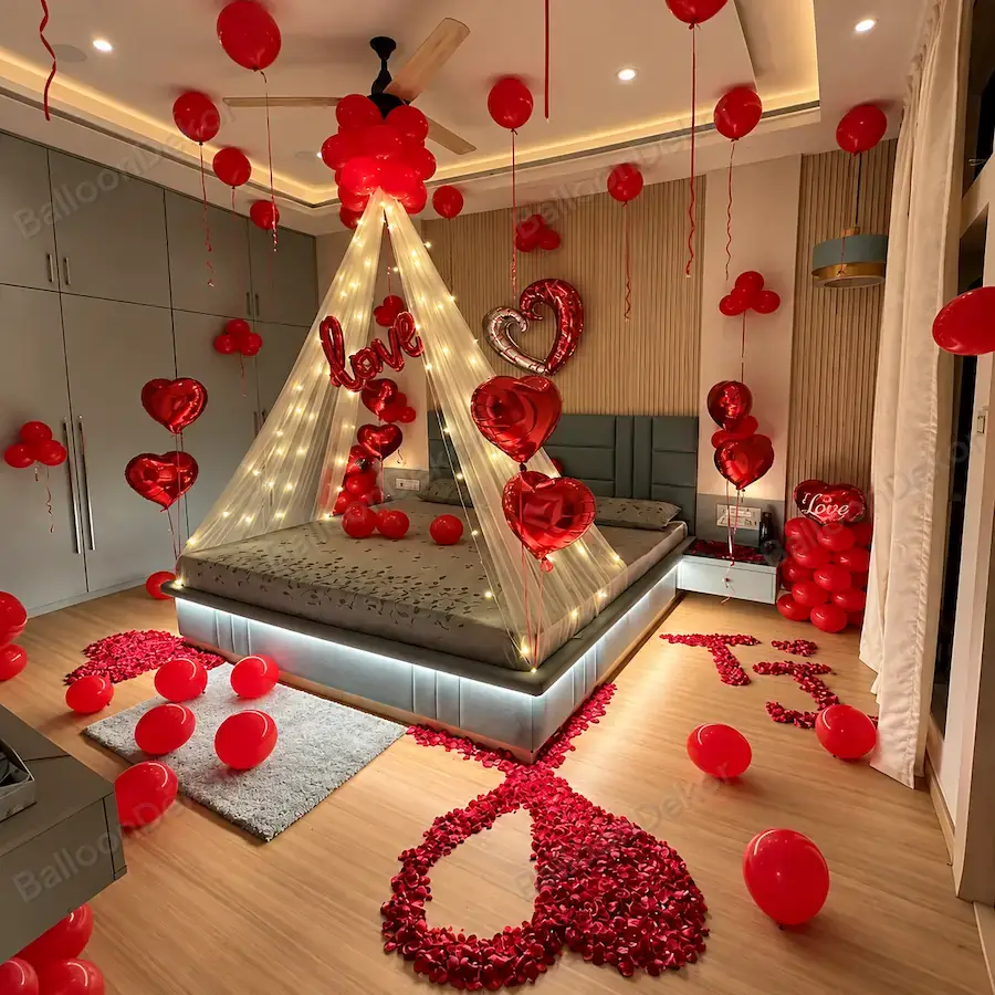 First Night Romantic Surprise — First Wedding Night Decoration in Kolkata in Kolkata