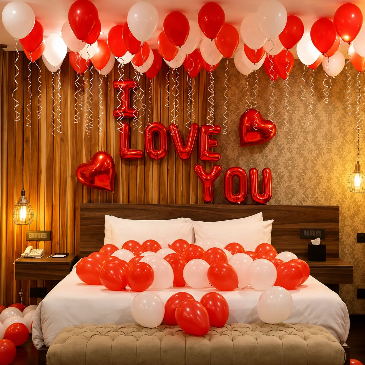 I Love You Room Decor — First Wedding Night Decoration in Kolkata in Kolkata