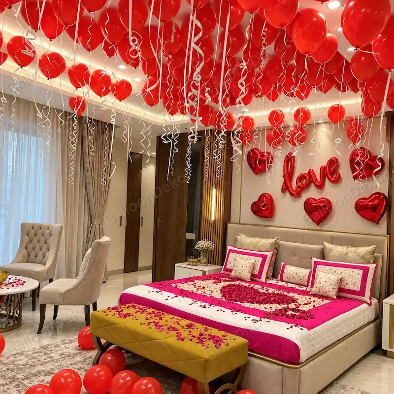 Romantic First Night Setup — First Wedding Night Decoration in Kolkata in Kolkata