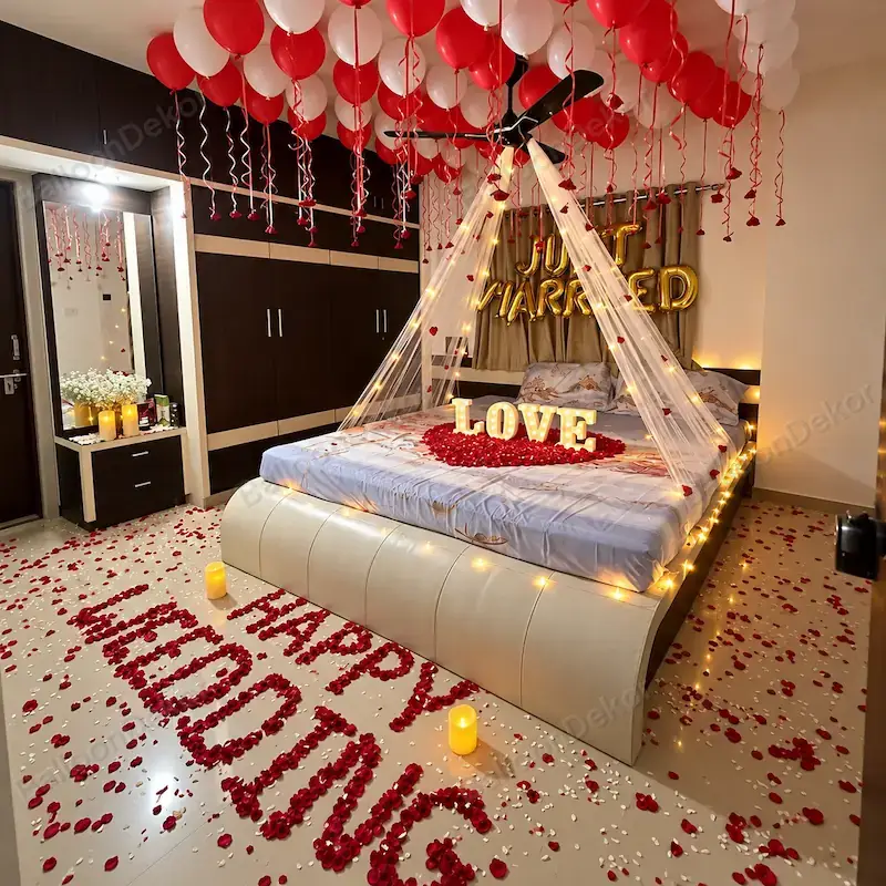 Wedding Night Decor for Couples — First Wedding Night Decoration in Kolkata in Kolkata