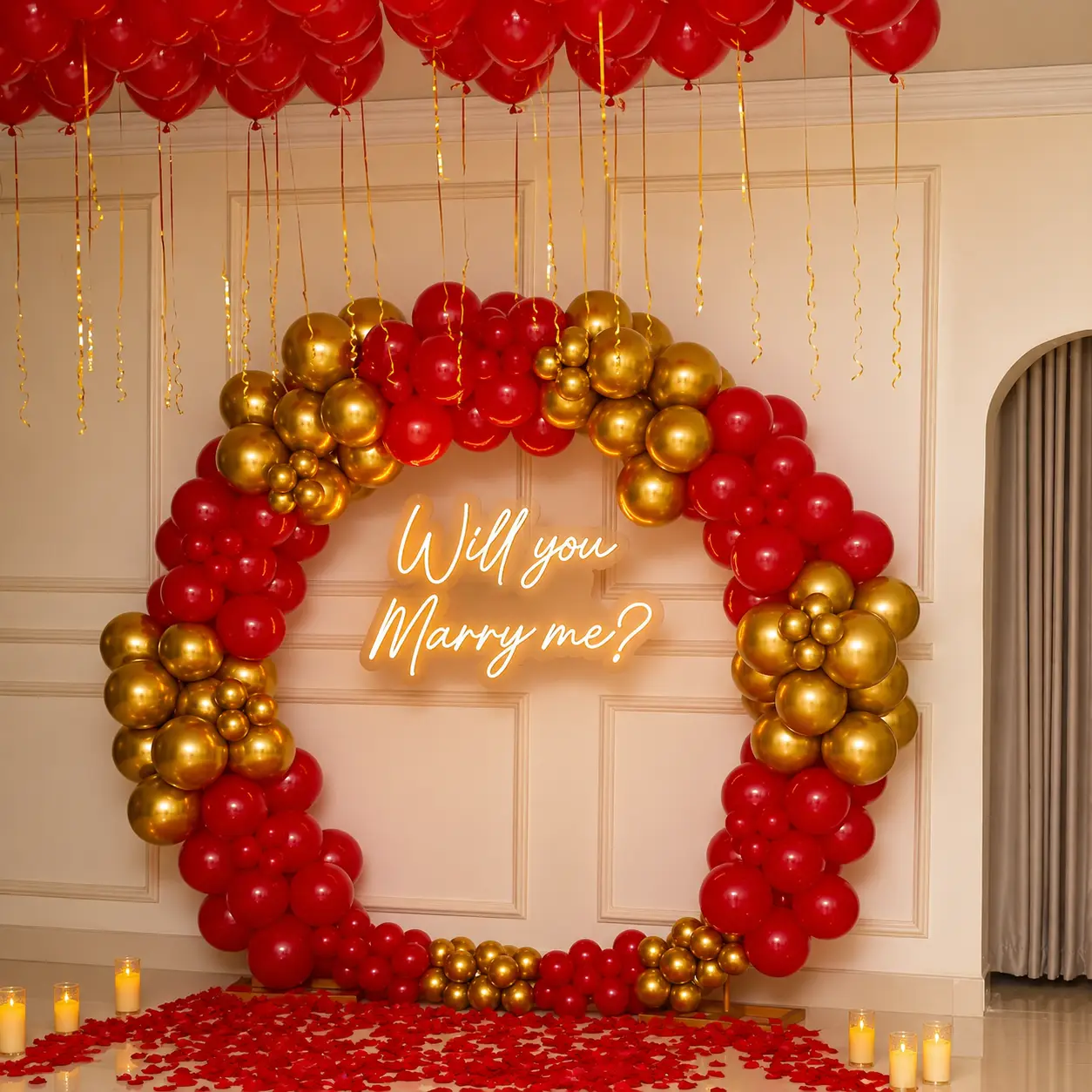 Romantic Proposal Balloon Backdrop — Proposal Decoration