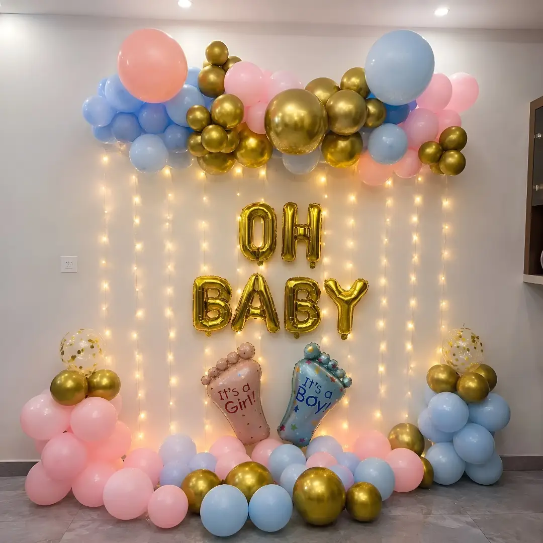 Oh Baby  Shower Balloon Decoration with Fairy Lights — thumbnail 2