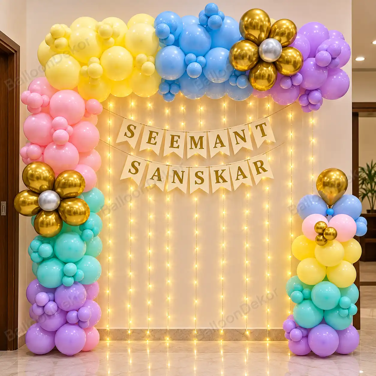Simple Balloon Arch for Seemant Sanskar — Seemant Sanskar Decoration at Home & Venue