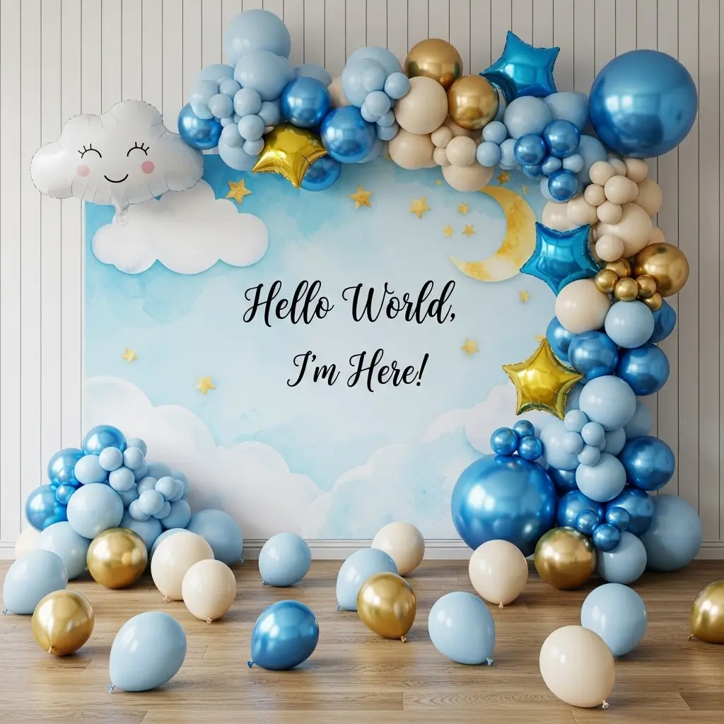 Baby Welcome Banner with Balloon decoration