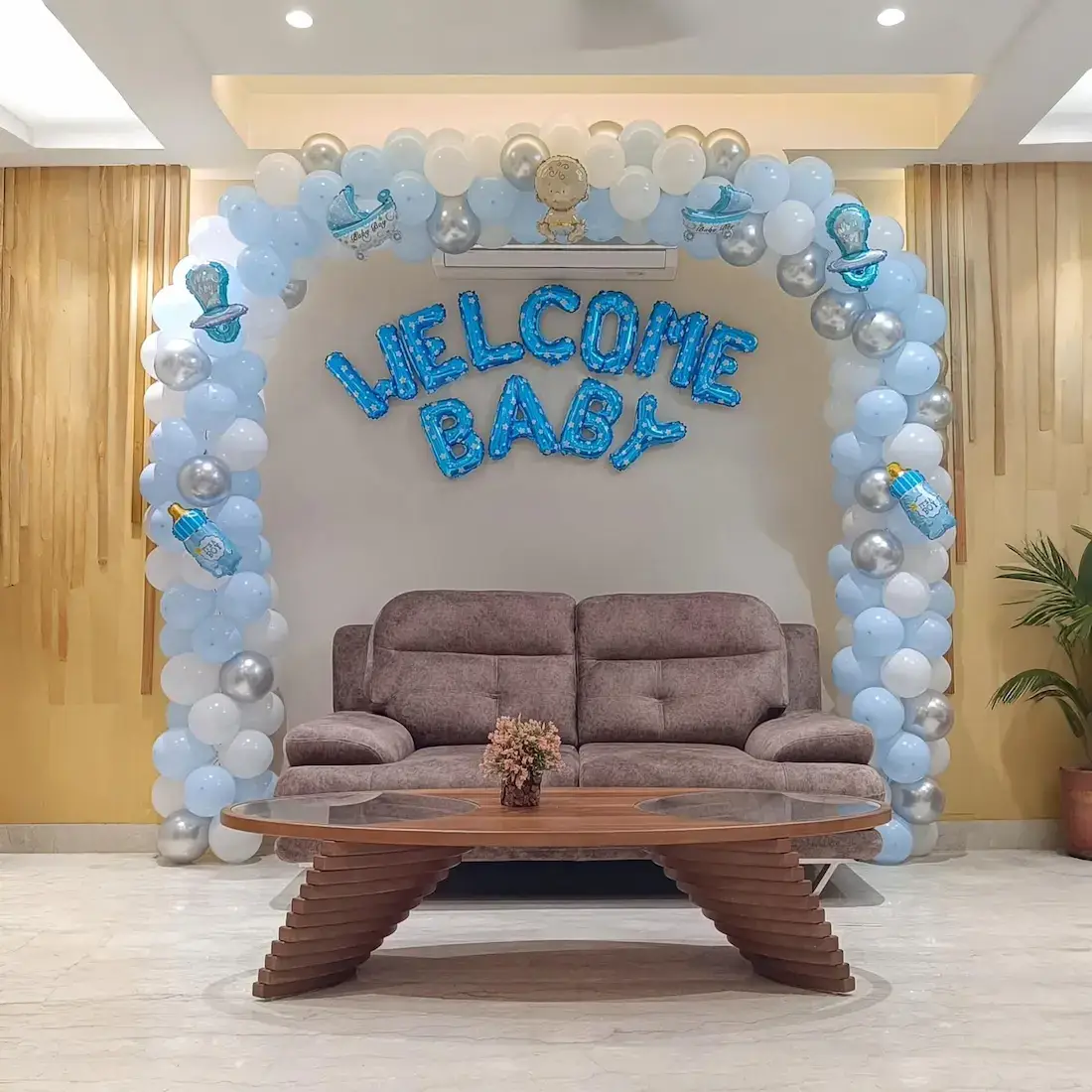 Blue and White Balloon decoration for Baby welcome 